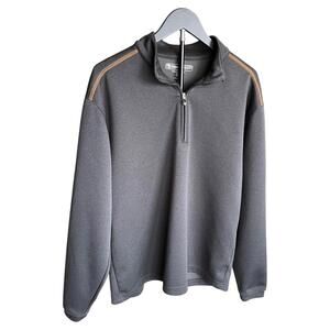 Pebble Beach Mens M Performance 1/4 Zip Golf Pullover Gray- Orange Topstitching